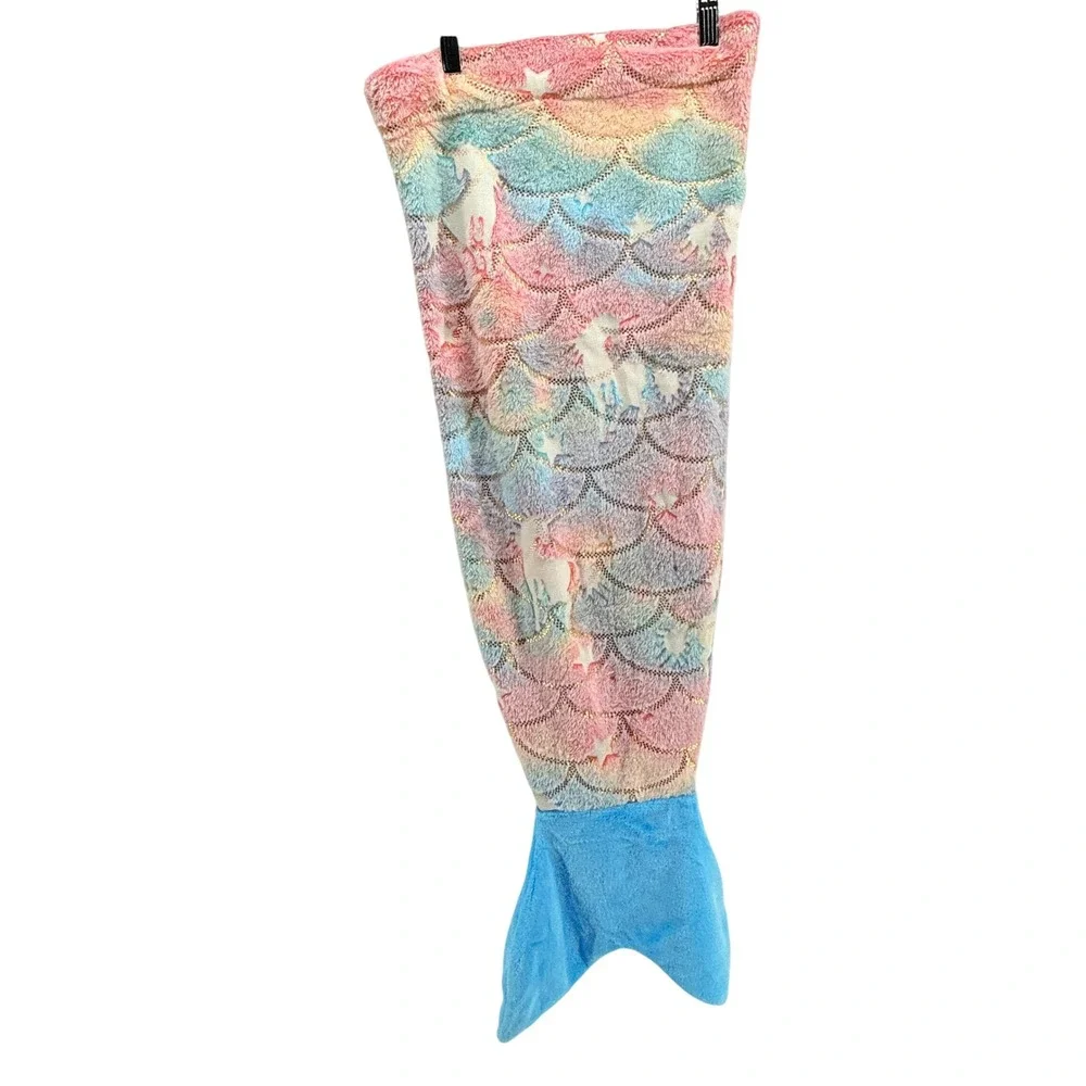 Mermaid Tail Blanket Unicorn Pastel Plush Cozy Blanket‎